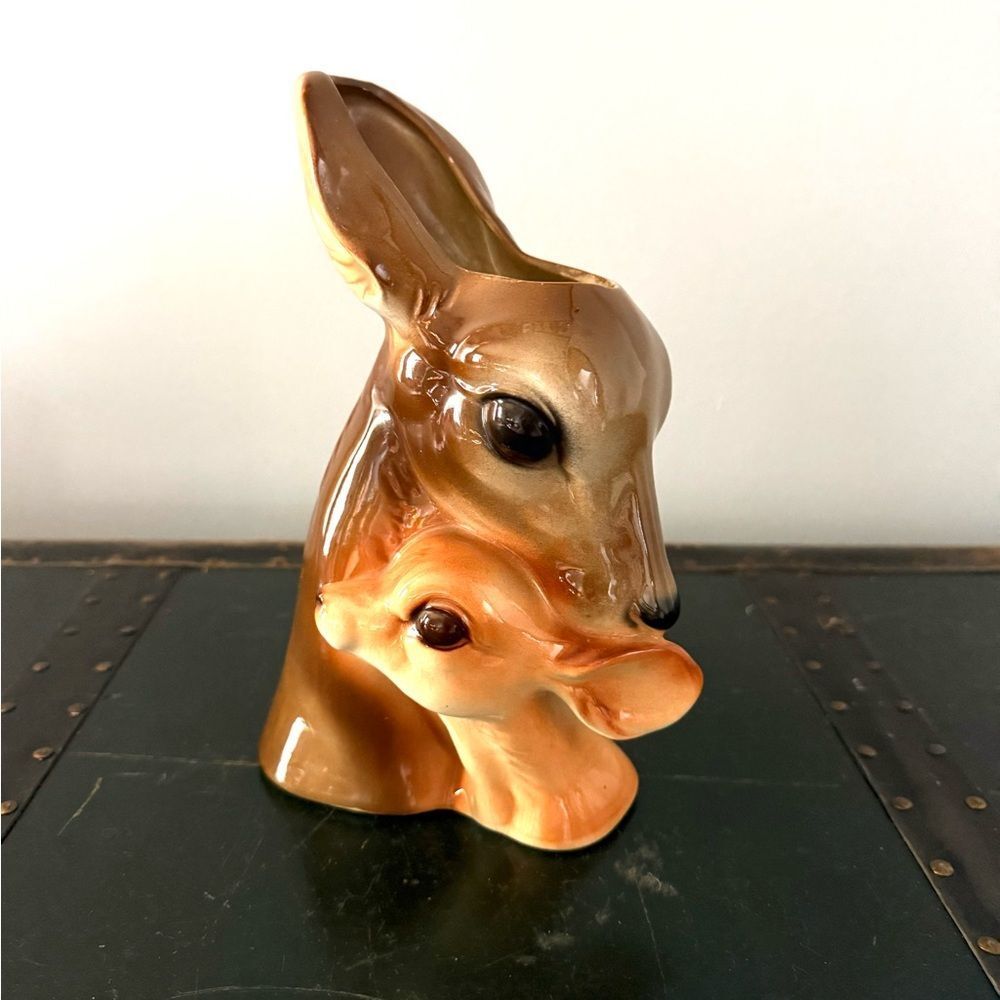 Vintage MCM 1950’s Royal Copley Deer W/ Fawn Vase/Planter